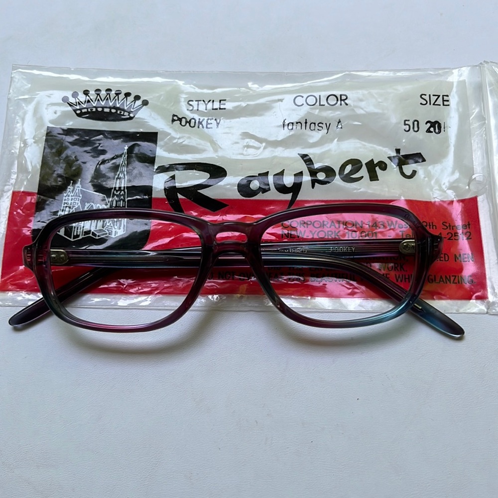New Old Stock Raybert Women Eyeglasses Purple Teal Blue Fantasy